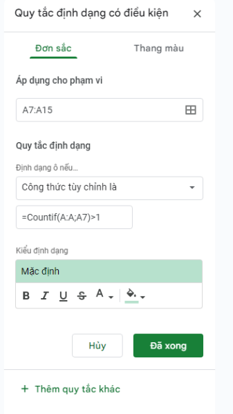 Cách highlight dữ liệu trùng trong Google Sheets