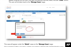 This image shows part of the user guide for Adoption-Share's Family-Match software in Florida, Georgia and Virginia dated April 2023. An Associated Press investigation found that Adoption-Share's tool has produced limited results in the states where it has been used. (AP Photo)